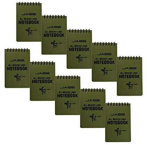 10pcs impermeabile Wasserdichtes Notizbuch, All Weather notebook/Notepad per attività all' aperto, Top-Spiral-Notizbuch für Outdoor-Aktivitäten (verde)
