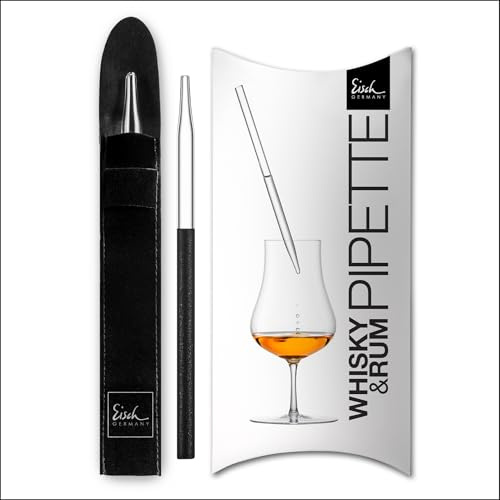 EISCH Whisky Pipette Schwarz Gentleman in Geschenkverpackung | Handgefertigte Glaspipette veredelt mit Schwarz, zur Entfaltung von Whiskey, Made in Germany