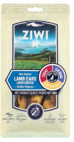 ZIWI Dog Chews and Treats – Lamb Ears - All Natural, Air-Dried, Single Protein, Grain-Free, High-Value Treat, Snack, Reward 2.1 Ounce (Pack of 1)