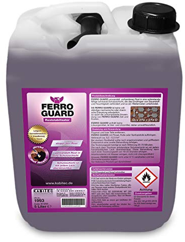 KABITEC Ferro Guard Roststabilisator │ verwandelt vorhandenen Rost in eine widerstandsfähige Schutzschicht │ Rostumwandler Rostkonverter Rostblocker │ 5 Liter Kanister