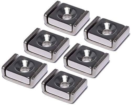 Imán de Neodimio con Orificio de Reducción con Agujero – Imanes Extra Fuertes de 10 mm x 13,5 mm – 7 kg de Fuerza de Tracción – Plana de Sujeción Cuadrada con M3 – Orificio [6 Unidades]