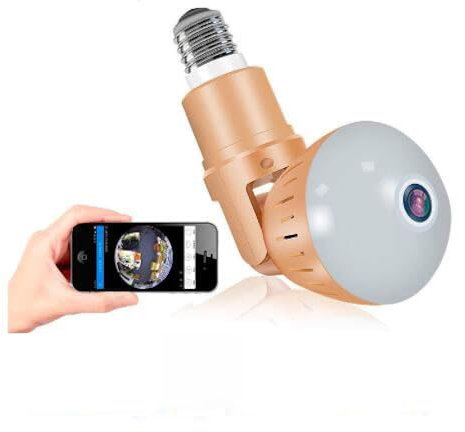 Telecamera Videocamere Sorveglianza Telecamera Led 2 In 1 Wireless, Hd 1080P Ip Panoramico A 360 Gradi, Sicurezza, Lampadina A Led, Baby Monitor-Scheda 1080P + 64G