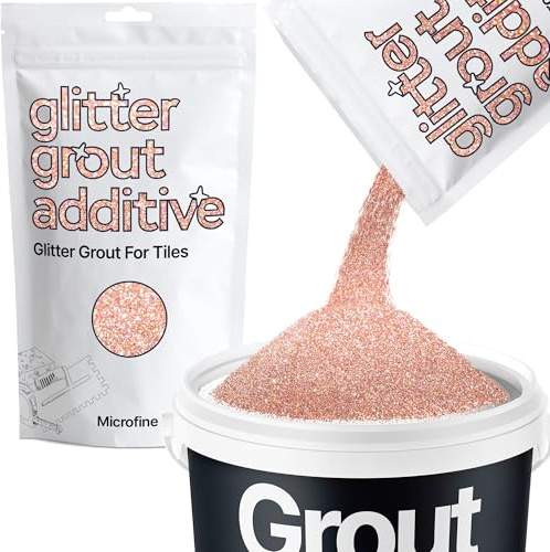 Hemway Rose Gold Holographic Glitter Grout Additive Microfine 100g | for Adding Sparkle to Kitchen & Bathroom Tiles, Enhance Your Indoor Grouting Projects with a Durable Sparkly Effect