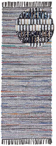 carpetfine Flachgewebeteppich Kelim Chindi Läufer Grau 80x400 cm | Moderner Teppich für Wohn- und Schlafzimmer