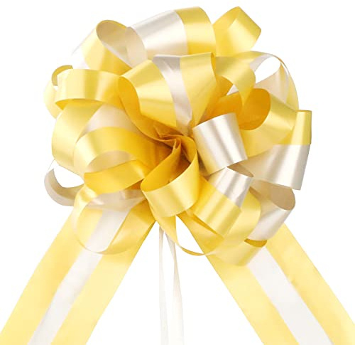 EDATOFLY 10 Stücke Geschenkschleife, Große Schleife Riesen Schleife Geschenk Geschenkschleife Groß für Auto Dekor Hochzeit New Houses Party Feier Geschenke Tüten (Golden)