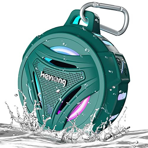 Heysong Bluetooth Lautsprecher, Musikbox Tragbarer LED Licht Kabelloser Box mit IPX7 Wasserschutz, Dualen Bass-Treibern, 36H Akku, True Wireless Stereo Speaker für Outdoor, Auto, Party, Dusche-Grün