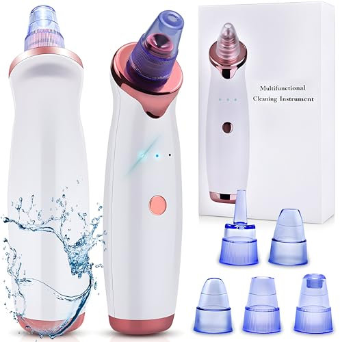 Retoo Pulitore per punti neri con 5 ventose intercambiabili e 3 livelli, per rimuovere punti neri, aspiratore con aspiratore per punti neri e ricarica USB, aspiratore per aspirapolveri, bianco