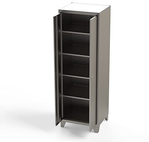 Schrank & Stuhl Edelstahlschrank | Aufbewahrungsschrank | Reinraumschrank für Hygienebereiche und Außenbereiche geeignet 180x60x50