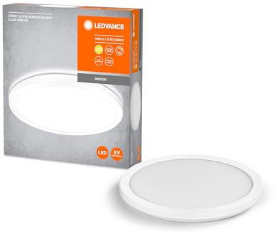 LEDVANCE ORBIS Ultra Slim taklampa 235mm, vit, 15W, 1640lm, homogent, varmvitt ljus (3000K) + bakgrundsbelysning, trestegsdimning via väggbrytare, ultrasmal, IP20-skydd