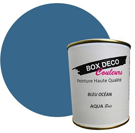 CAJA DECO COLORES Pintura de madera interior exterior a base de acrílico con aspecto aterciopelado Aqua Madera - 750 ml, azul océano