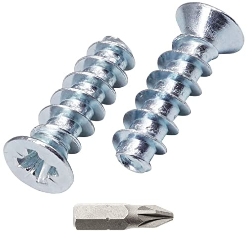 SKIR'CO (300 st) Förzinkade euroskruvar 5,0 x 16 mm, Lådlöparskruvar, platt försänkt huvud, gångjärnsskruvar