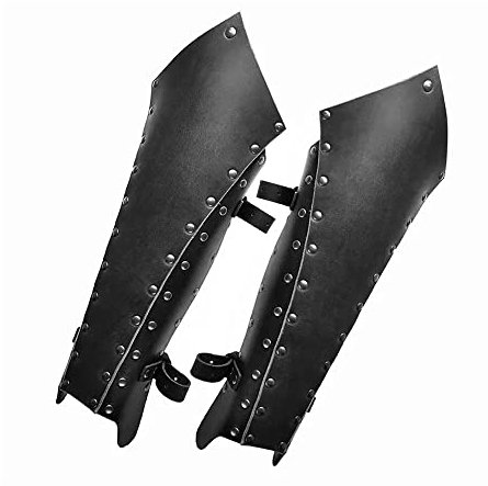 DREMDO 1 Paar Mittelalterliche Beinschutz, Wikinger Retro Leder Unterschenkel Abdeckung, Renaissance Ritter Krieger Stiefel Abdeckung Für Männer Frauen Cosplay,Schwarz