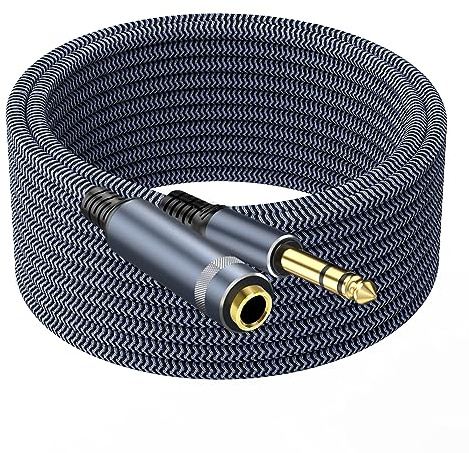 TAISUSAN Cavo di prolunga per cuffie stereo da 1/4 maschio a femmina, 9,1 m, cavo per chitarra da 1/4