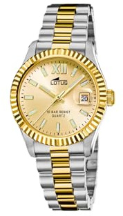 LOTUS Reloj Mujer Analógico de Acero Inoxidable 316l Multi | Movimiento de Cuarzo, Cristal Mineral de Alta Resistencia, Resistente al Agua 10 ATM, Calendario 18931/2, Freedom Collection