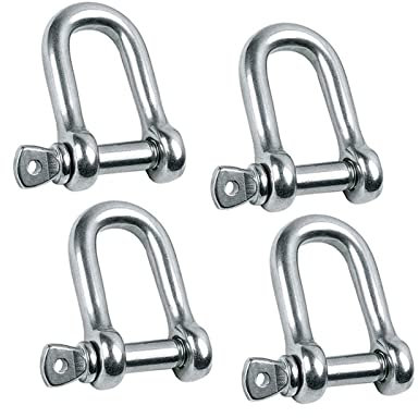 Edelstahl-D-Ring-Schäkel, Schraubschäkel, 4-teilig, 5/16 Zoll, 8 mm, Schraubstift, Ankerschäkel, Edelstahl, Hochleistungs-Bogenlast-Clip for Kettendrahtseilaufzug im Freien (Farbe: 8 mm, Größe: 8 Stüc