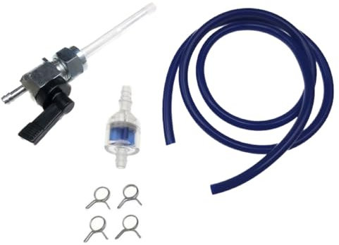 Benzinhahn Benzinfilter Benzinschlauch Blau Set passend für Simson S50 S51 S70 S83 SR1 SR2 Spatz Star Sperber – Mit Schlauchklemmen
