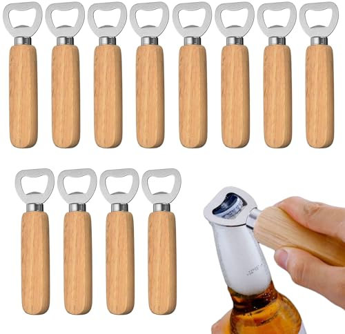 Pasdrucn Flaschenöffner Holz, Holz Bieröffner Holzgriff Tragbare, Flaschenöffner Personalisiert, Bottle Opener, Flaschenöffner Rohling, Holz Schlüsselanhänger, Tragbare Kapselheber, (16 Pcs)