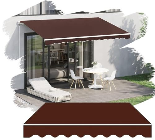 HCZION 2m 4m Markisentuch Ersatz Klemmmarkise Ersatzstoff Einziehbare Markisenstoff Draussen Baldachinstoff Terrassenmarkisen Ersatztuch, Mehrzweck Stoff(Size:3.6x3/12x10ft)