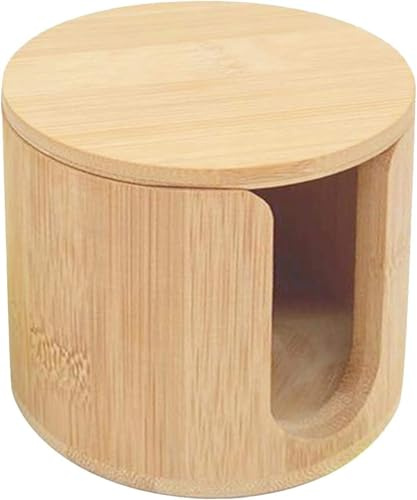 Makeup Remover Pads Bamboo Storage Box, Bamboo Wooden Holder, For Storing Face Cloths - 10cm Diameter Storage Box, Round Boxes For Storages, Reusable Bamboos Storages Boxes, For Makeup Remover Pads