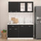 Willood Juego de Muebles de Cocina 4 Piezas Comedor Mobiliario Armario Estante Almacenaje Microondas Fregadero Lavavajilla Madera Contrachapada Negro