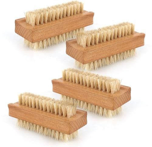 4 x spazzole per unghie in legno di faggio, setole forti, spazzola per la pulizia delle unghie, spazzola per il lavaggio delle mani, spazzola in legno di faggio, spazzola per la pulizia delle unghie,