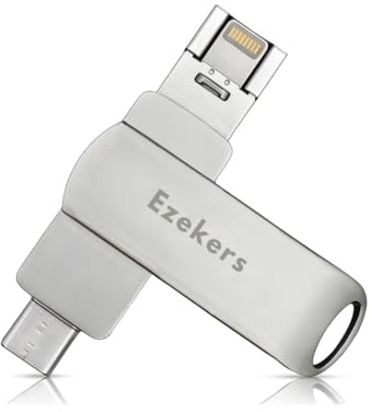 Ezekers 256GB Flash Drive - 4 in 1 Portable Type-C, Micro USB, Lightning, USB Stick External Storage for iPhone/iPad/Android/Smartphone/Laptop/PC