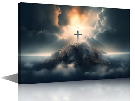 1 Panel Wall Art Holy Cross Symbolizing the Death and Resurrection of Jesus Christ Pictures Print On Canvas for Living Room Bedroom Wall Decoration, Gallery-Wrapped Ready to Hang, 24 Wx16 H