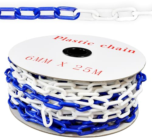 Vigil Plastic Barrier Chain for Safety Control - 25 Metre, Blue & White | Barrier Fencing for Queue Management, Chain Link Fencing for Temporary Barriers, Safety Barrier with High Visibility
