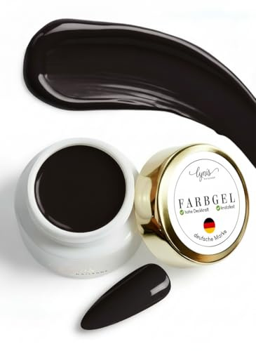 Farbgel für Gelnägel Schwarz 5ml, Black is back, Tiefschwarzes UV Farbgel für kontrastreiche Designs & Studioqualität, Ideal für feine Linien & Fullcover, Deutsche Marke, Lynis-Nailshop.de