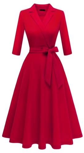 Meetjen Women's Vintage Tea Dress Fall Fit and Flare 3/4 Sleeve Elegant Cocktail Party Formal Church Dresses 2026