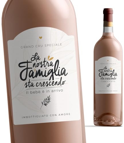Manahia - Etichetta bottiglia gravidanza | La nostra famiglia sta crescendo, il bebè è in arrivo | Annuncio nascita, etichetta vino, sorpresa gravidanza, regalo originale annunciare nascita