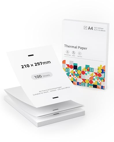 LFPERT Thermopapier, A4, 210 x 297 mm, kontinuierliches Faltpapier, kompatibel mit P83 Thermodruckern und anderen tragbaren Druckern für Reisen, Zuhause, Arbeit, 100 Blatt