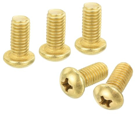 QUARKZMAN 12 Stück Messingschrauben Kreuzschlitz M5x10mm Messingfarbe | Phillips Messing Maschinenschrauben, Pan Head Befestigungsbolzen, Für Möbel Büroausstattung Elektronik