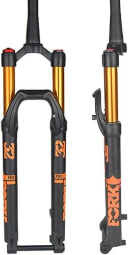 DECAKE 26/27.5/29 Inch MTB Bike Air Suspension Fork 120mm Travel Rebound Adjustable Thru Axle Front Fork Downhill Tapered Tube With Lockout (Color : Orange, Size : 27.5'')