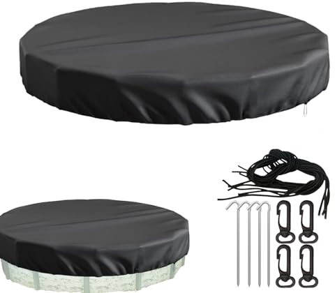 Poolabdeckung Rund Pools | Planenmaß Schwarz Sommer & Winter Poolplane Solar Abdeckplane UV-beständige Solarplane Pool Rund Abdeckplane