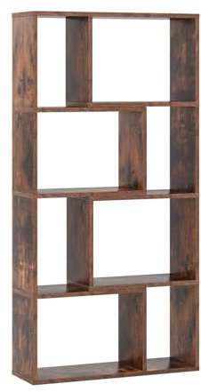 GIANTEX Bücherregal mit 8 Fächern, Raumteiler Regal 60 x 20 x 120 cm, Standregal Holz mit 2 Kippschutzvorrichtungen, Würfelregal für Wohnzimmer & Kinderzimmer (Braun)