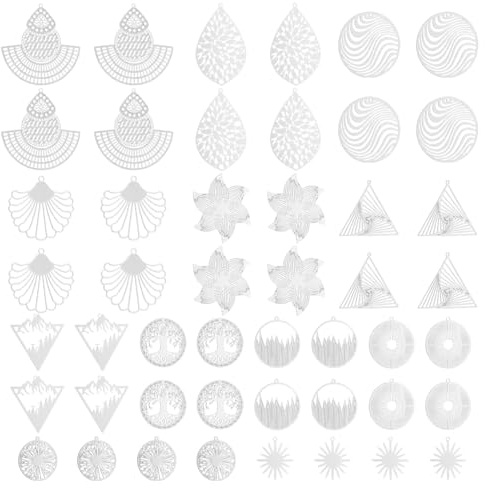 UNICRAFTALE 48 pezzi, 12 stili, sottili ciondoli in filigrana, in acciaio inox, geometria, a goccia, per la creazione di gioielli