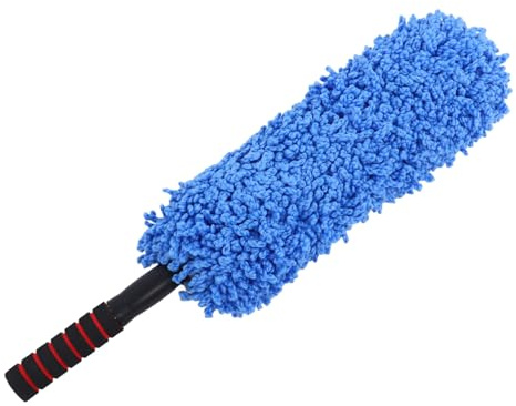 DECORNIJIA Brosse de Nettoyage pour Voiture Bleue Manche Léger en Fibre Synthétique et Acier Inoxydable 201, Dépoussiéreur Résistant pour Intérieur et Extérieur Automobile