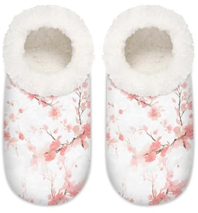 Mexpekil Pantoufles roses japonaises en fleur de cerisier pour femme, pantoufles antidérapantes pour femmes, hommes et femmes, Fleur de cerisier du Japon Rose, Large