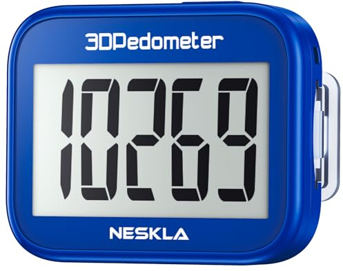 NESKLA 3D Pedometer for Walking, Simple Step Counter with Large Digital Display, Step Tracker with Removable Clip Lanyard, Accurately Track Steps for Men Women Kids Adults Seniors
