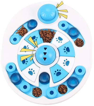 Jubilofex Gamelle puzzle pour chien – Jouet interactif, rotation à 360 degrés – Mangeoire lente pour chiens de grande race, soulagement de l'ennui, anti-étouffement, jeu d'entraînement pour éviter les