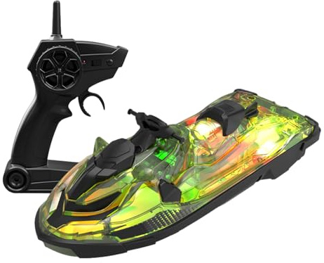 Fjärrstyrd båt, LED-fjärrstyrd båt, badleksaker för pool, 2,4 GHz stark signal, rolig vattenlekleksak för pool, sjö, flod, vattentät vattenlekleksak för pojkar och fyllning