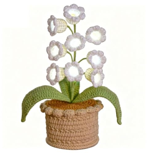 Hand-crocheted Nine-headed Lily Valley With Gift, Potted Cotton Lamp, Desktop Ornamen Q8Y0 Plant, Milk Illuminated Woolen