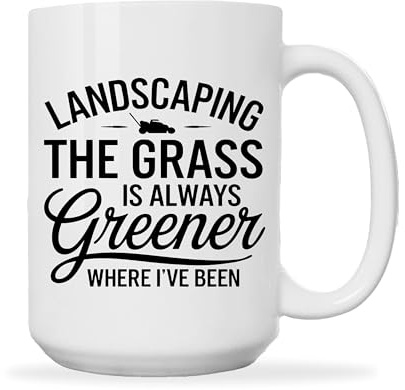 LulaBerry Landscaper Coffee Mug 15oz White -Grass greener - Lawn Mower Gifts For Dad Grandpa Gardener