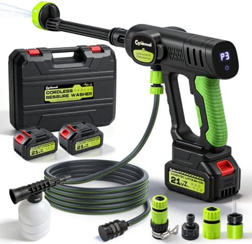 CGOLDENWALL Idropulitrice a Batteria Senza Fili, 3 Velocità, 2 Batterie