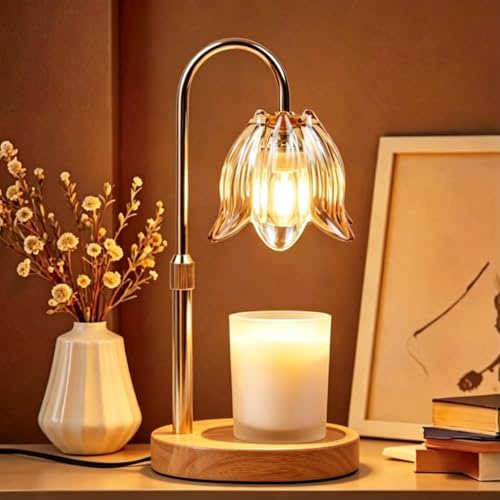 Joupha Candle Warmer Lamp with Dimmer, Lily of The Valley Shape Candle Warmer Gift for Women, Birthday Mun Gift, Candle Heater Lamp with Timer, Adjustable Brightness& Height