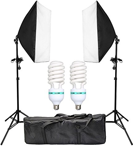 Abeststudio 1350W Continuous Lighting Softbox Kit 50x70cm Soft Box Photo Studio Set + 2x Adjustable Aluminum alloy Light Stand + 2x 135W Photo Studio Light Bulbs + Carry Bag