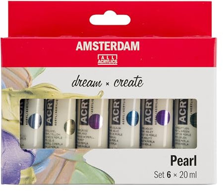 Amsterdam Standard Series Set de Peinture Acrylique | Set Nacrés (6 x 20 ml) | 6 Couleurs Nacrées Brillantes