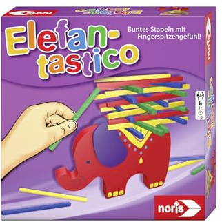 noris 606011640 Elefantastico Buntes Stapeln mit Fingerspitzengefühl Stapelspiel mit hochwertigem Holzspielmaterial, ab 3 Jahren, Mehrfarbig