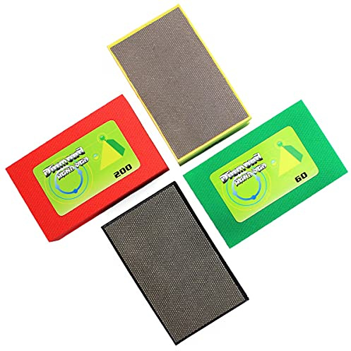 Z-LEAP Diamond Hand Polishing Pads Sanding Bolcks Foam Backing for Tile Granite Marble Concrete Porcelain Stone Glass Ceramic Polishing -Set of 4 Pcs